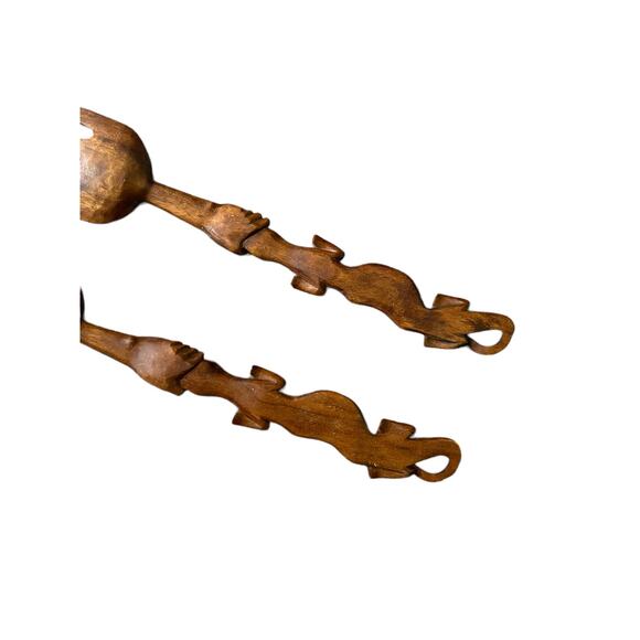 Vintage Polynesian Large wooden Spoon And Fork Wall Art - Picture 6 of 9